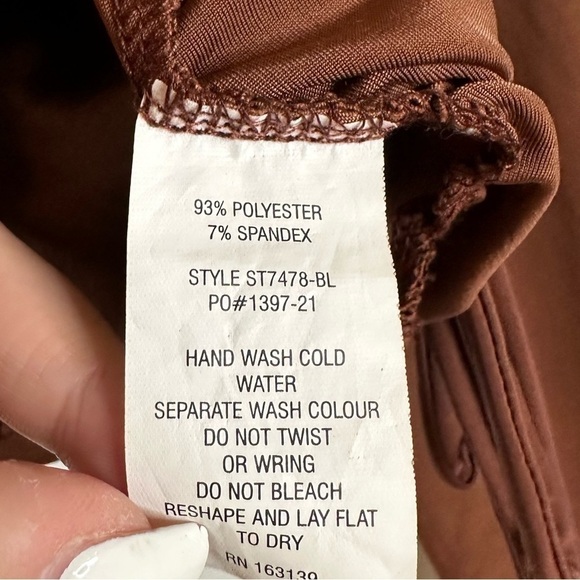 Haley&June Chocolate Ruched Detail Bardot Long Sleeve Crop Top Size XL - Picture 8 of 8